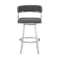 thumbnail image 5 of Dione 26" Counter Height Swivel Gray Faux Leather and Brushed Stainless Steel Bar Stool, 5 of 11