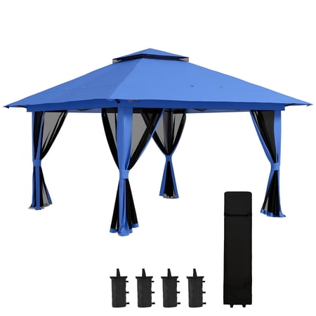 Dranite 13' x 13' Pop Up Gazebo Canopy Tent Shelter, 2-Tier Roof Outdoor Pavilion with Carry Bag
