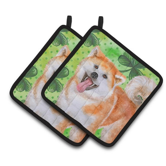 Caroline's Treasures Akita St Patrick's Pair of Pot Holders