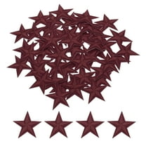 Uxcell Small 5Star Iron on Patches Embroidered Sew Patch Appliques Dark Wine Red 50Pcs