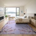thumbnail image 3 of ODIKA 9'x12' Washable Area Rug Japanese Arching Motif Petals Cherry Tufted Chinese Asian Plum for Great Room, Indoor Concept, Large Living Room, Low Pile, Flatwoven, 3 of 7