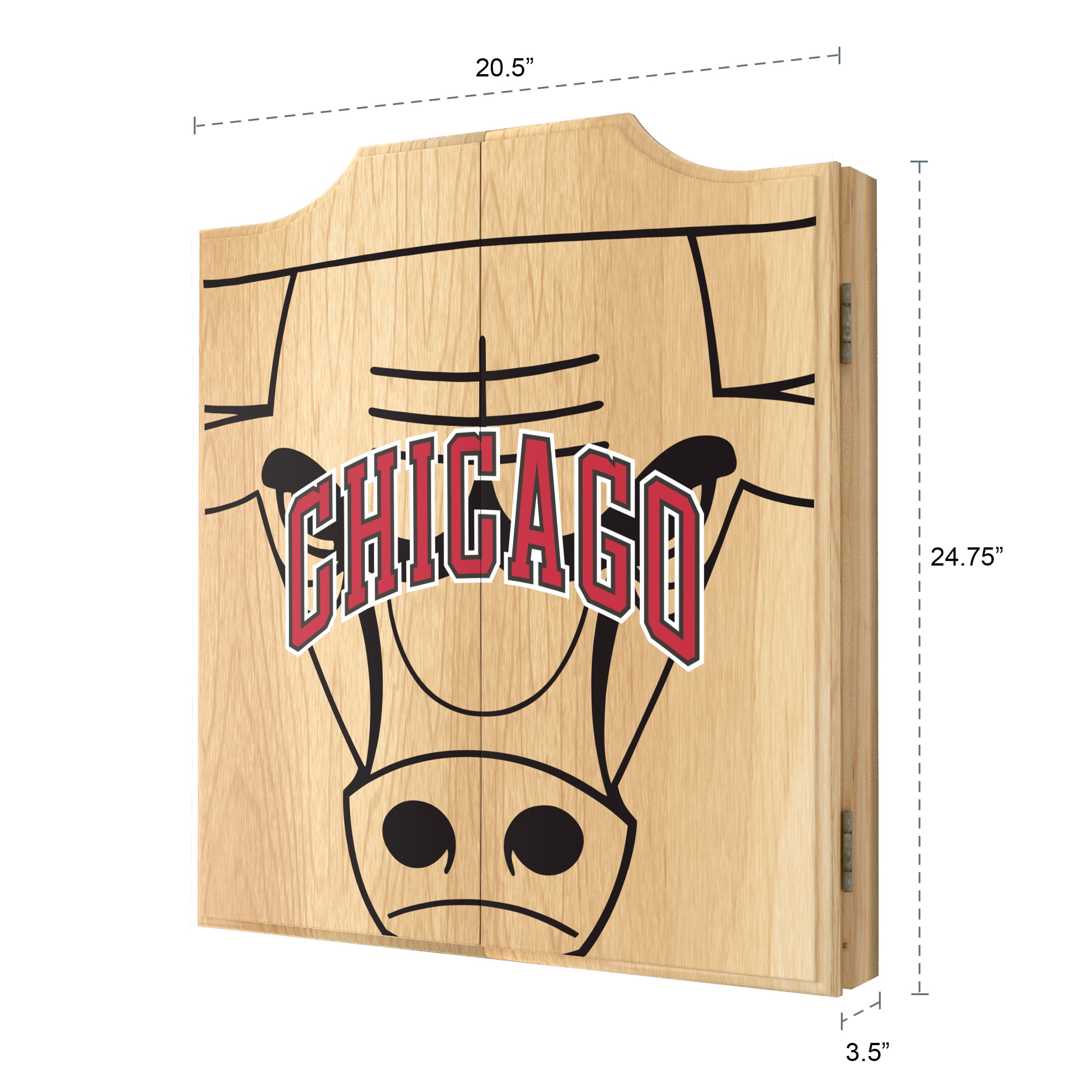 Chicago Bulls Fade Dart Board Cabinet Set with 6 Steel Tip Darts
