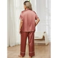 thumbnail image 6 of Plus Size Pajama Set for Women 2 Piece Sleepwear Button Short Sleeve Shirt and Long Pants Soft Oversize Loungewear, 6 of 7