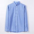 thumbnail image 2 of Mens Long Sleeve Oxford Plaid Striped Casual Shirt Front Patch Chest Pocket Tops, 2 of 9