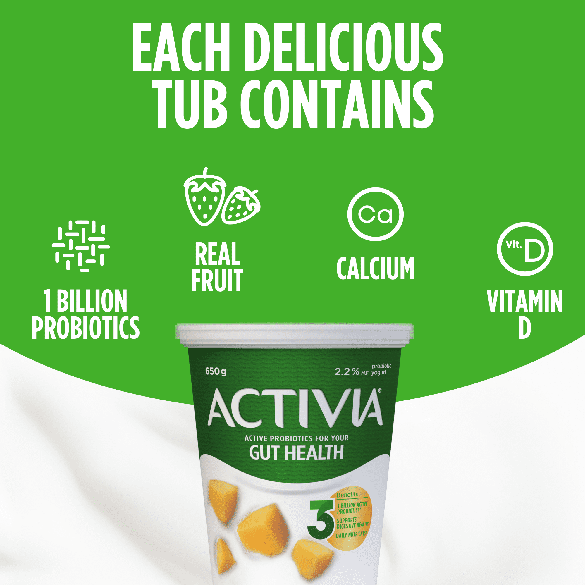 Activia Yogurt with Probiotics, Mango Flavour, 650 g