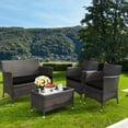 thumbnail image 4 of Gymax 4PCS Patio Rattan Conversation Furniture Set Outdoor w/ Black Cushion, 4 of 10