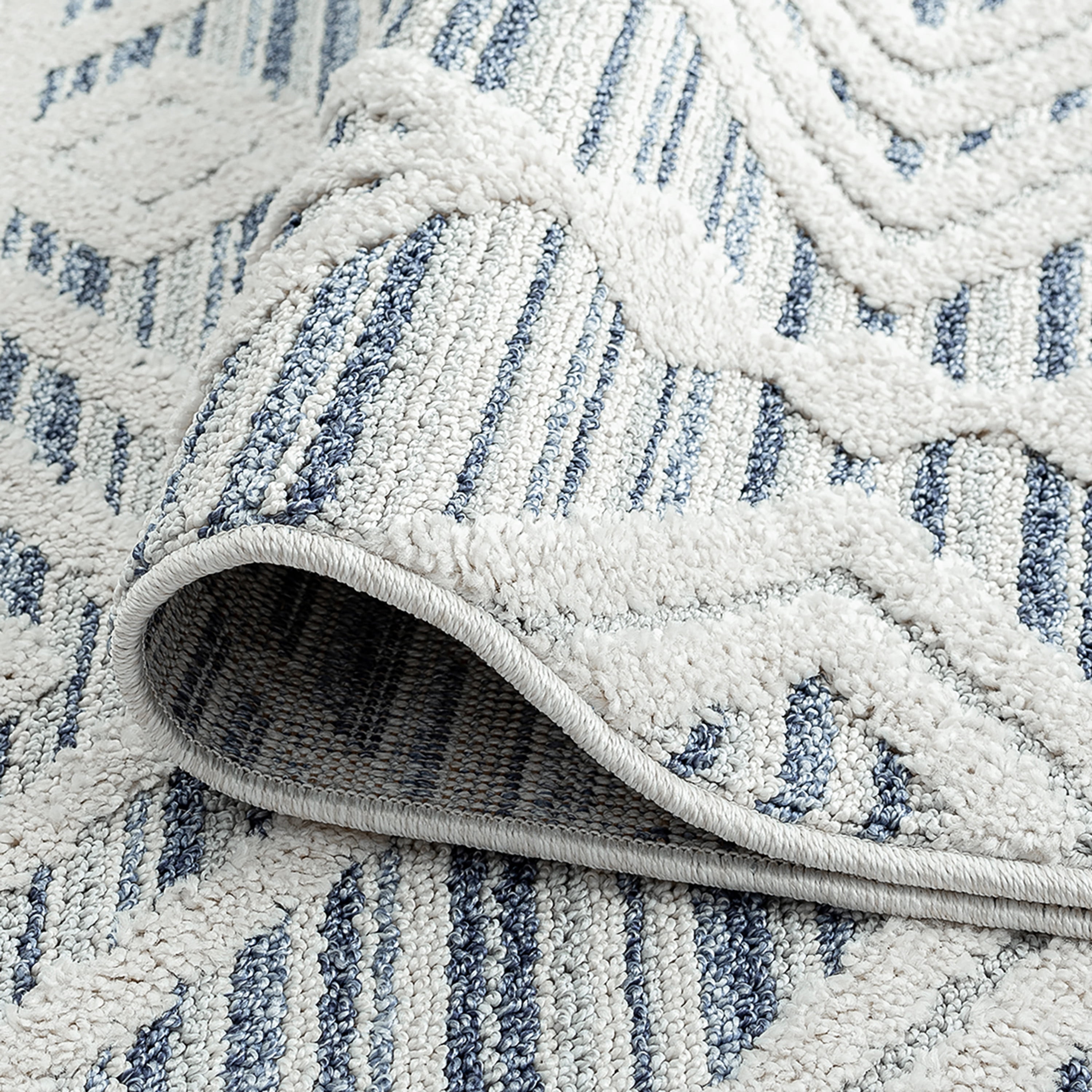 Transitional 5x8 Area Rug (5'3'' x 7'3'') Moroccan Blue, Cream Living Room Easy to Clean