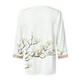thumbnail image 4 of LEAVINGSUO Long Sleeve Shirts for Women, Fall Womens Tops Fashion Women's Summer V-Neck 3/4 Sleeve Print Casual T-Shirt Blouse, 4 of 5