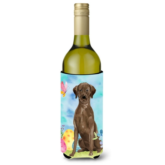 Carolines Treasures BB9610LITERK Chocolate Labrador Easter Wine Bottle Beverge Insulator Hugger  Wine Bottle multicolor