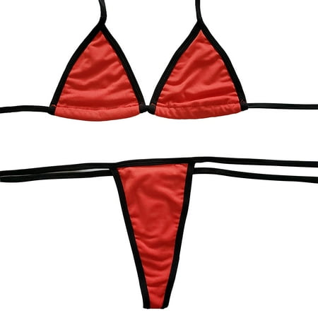 Wijhcboe Women s Solid Color Bikini Wax Sexy Three Point Thong Mini Bikini Swimsuit String Bikini Underwear for Women Toddler Bikini Womens Bikini Swimsuits