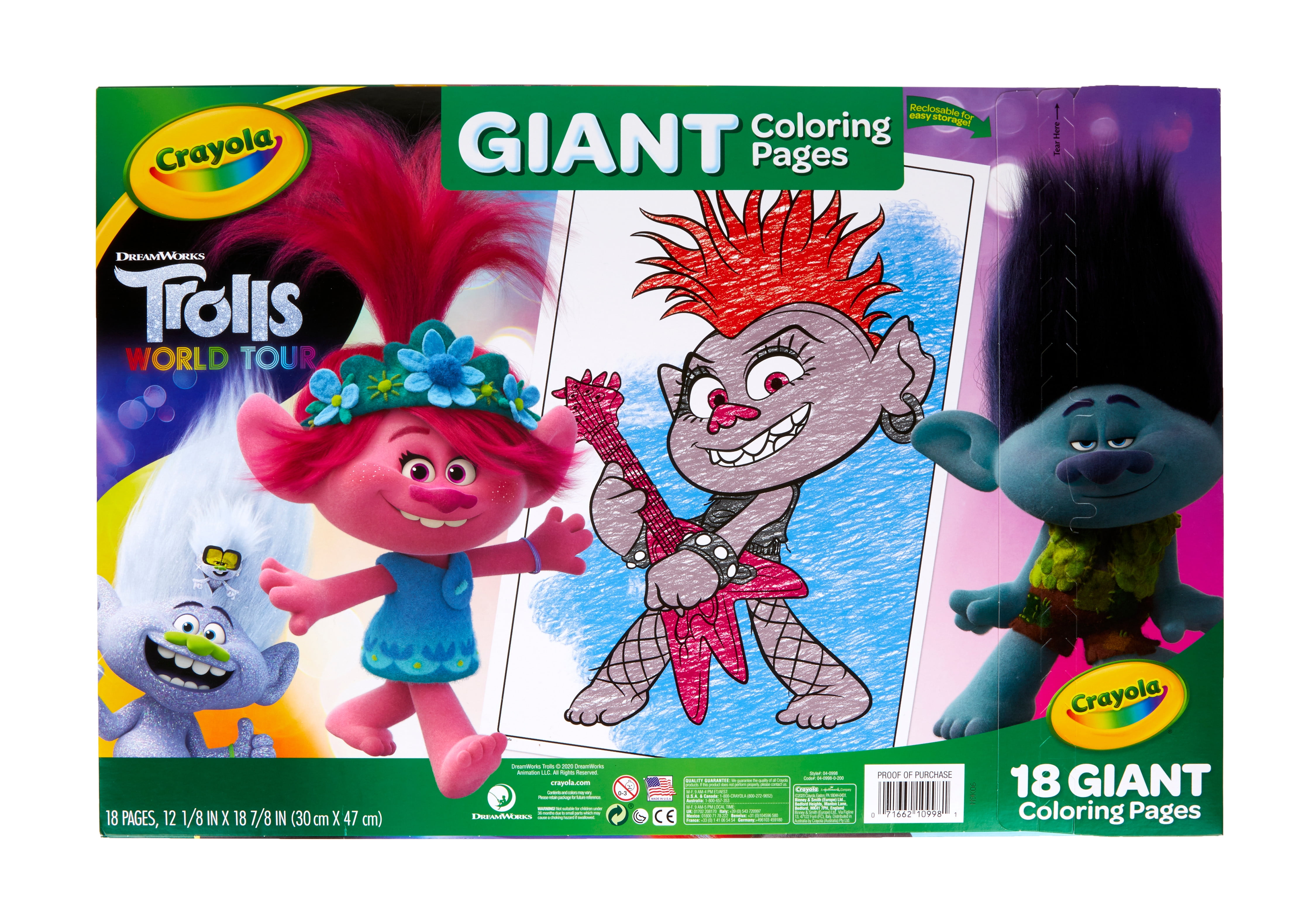 32 Coloring Pages and 7 Mini Markers 7 6 5 Multicolor Trolls 2 Ages 3 Gift for Kids 4 Crayola Trolls World Tour Color & Activity 