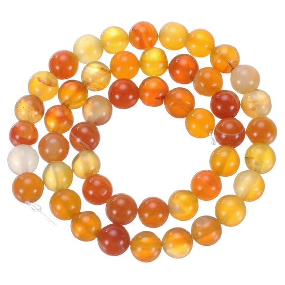 Uxcell Orange Agate Beads 8mm Natural Gemstone Beads, Smooth Round Loose Beads for Jewelry Making (1 Strand - 47pcs)