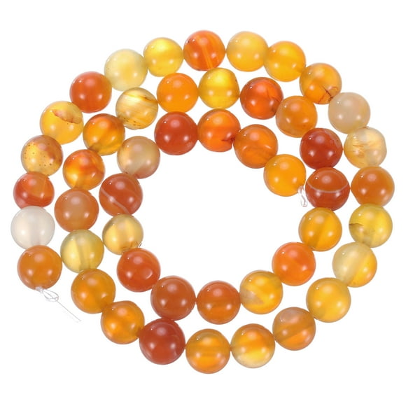 Unique Bargains Orange Agate Beads 8mm Natural Gemstone Beads, Smooth Round Loose Beads for Jewelry Making (1 Strand - 47pcs)