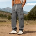 thumbnail image 2 of Men's Joggers Cargo Work Pants, Elastic Waist Drawstring Straight Leg, Quick Dry Lightweight Stretchy Multi-Pocket, Casual Hiking Running Athletic Daily | AKLJWH,Gray S, 2 of 9