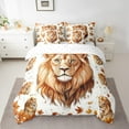 thumbnail image 2 of Erosebridal Safari Lion Bedding Sets Full Size, Autumn Fallen Maple Leaf Comforter Sets with Sheets, Afro Animal Wildlife Home Decor, Reversible 7pcs, 2 of 4