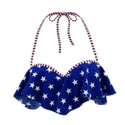 SO Blue Red Stars Stripes 2-Piece Flounce Bikini Set Swimwear Juniors' Medium