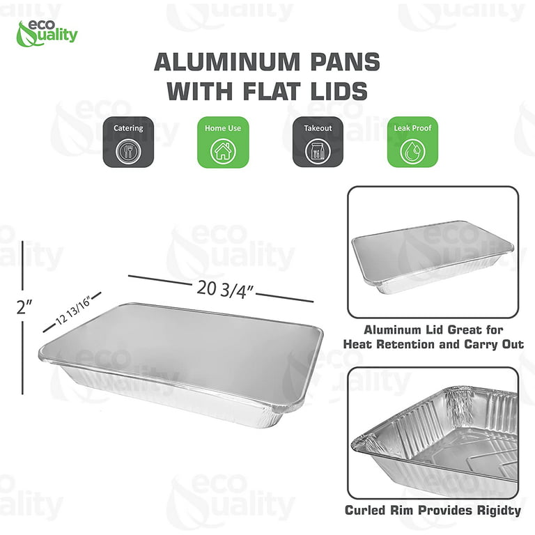 [30 Pack] Heavy Duty Full Size Shallow Aluminum Pans with Lids Foil  Roasting & Steam Table Pan 21x13 inch Shallow Chafing Trays for Catering