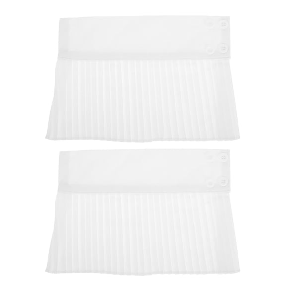 DRAFIDEEP 1 Pair White Chiffon Faux Sleeve Cuffs with Pleated Detail and Lace, Detachable Stylish Sleeve Accessories for Women