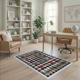thumbnail image 2 of ODIKA 4'x6' Washable Area Rug Door Welcome Gingham Plaid Rotated Checkered Entry Frame Detail for Dorm Room, Small Living Stain Resistant Low Profile, Easy Care, 2 of 7