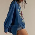 thumbnail image 4 of AJHSAKLt Oversized Sweatshirt for Women Graphic Crewneck Lobster Print Sweatshirts Pullover Fall Tops Crewneck Sweatshirts Women Blue, 4 of 7