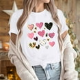 thumbnail image 5 of Njagoc3 Womens Pink Heart-Print Womens Short Sleeve T-Shirt - Graphic, Multi-Color, Casual & Valentine's, 5 of 6