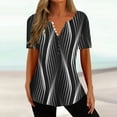 thumbnail image 2 of Raeneomay Button Down Shirts for Women Women's Print Button Short Sleeved Round Neck T-Shirt Top, 2 of 5