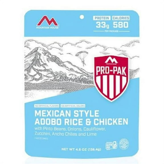 Mountain House 290007 4.8 Mexican-Style Adobo Rice & Chicken Pro Pack