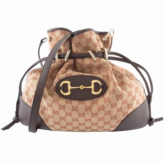Pre-Owned Gucci Horsebit 1955 Shoulder Bag 602089 in GG Canvas/Leather Beige/Brown. Women's....