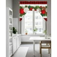 thumbnail image 4 of Christmas Balls Kitchen Curtains Swag Valance for Windows/Bathroom/Cafe, Winter Pine Branch Xmas Red Black Plaid Rod Pocket Drape Panel Swag Curtains Valance for Bedroom/Living Room 56"x36", 4 of 6