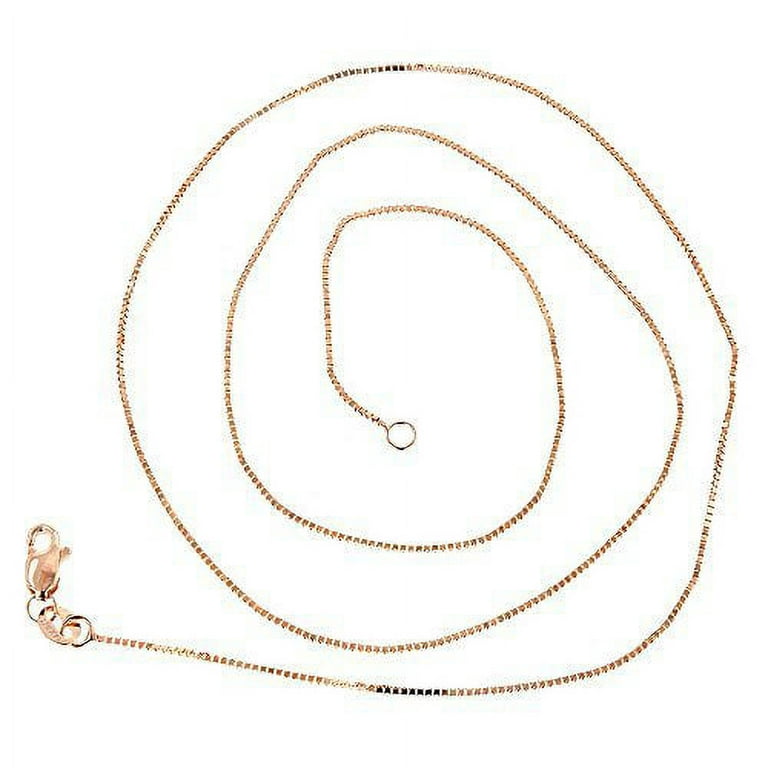 14K REAL Yellow or White or Rose/Pink SOLID Gold .60mm Shiny Classic Box  Chain Necklace for Pendants and Charms with Lobster Clasp (16