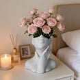 thumbnail image 2 of White Plastic Abstract Face-Shaped Decorative Vase, Gallery-Inspired Small Stem Tabletop Centerpiece, for Bookshelf and Desktop 4.72 x 4.53 in, 2 of 7