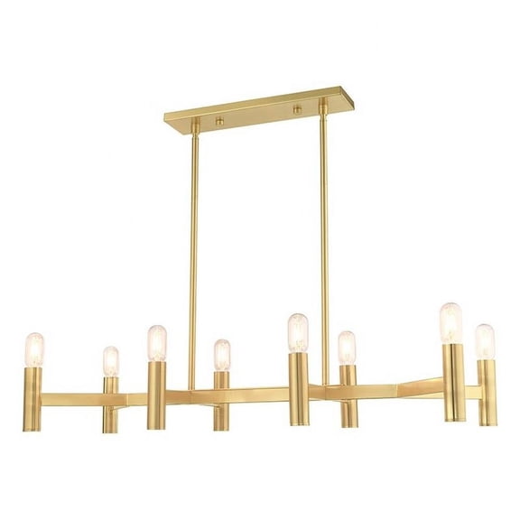 Modern Farmhouse Eight Light Chandelier-Satin Brass Finish Bailey Street Home 218-Bel-3110274