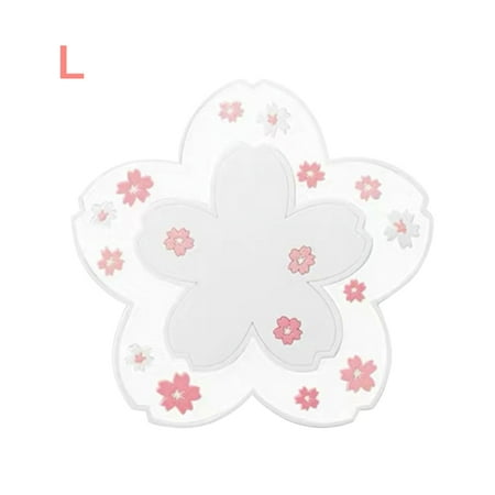 

LinyerCup Pad PVC Flower Teacup Holder Mat Anti-Slip Drink Coaster Heat-Resist Placemat Table Cushion White Large