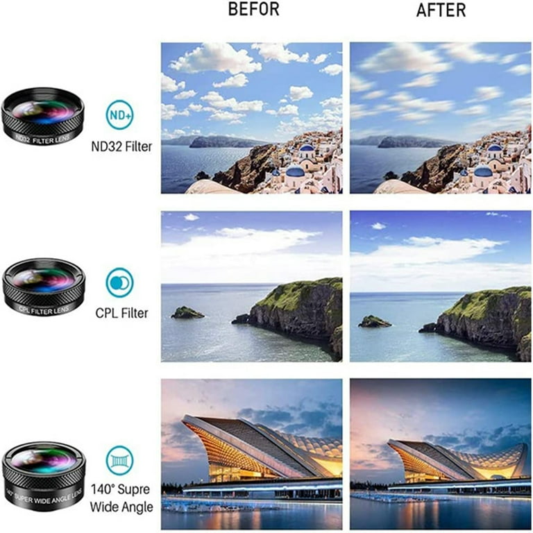APEXEL 11 in Phone Camera Lens Kit: Wide, Macro, Fisheye, ND