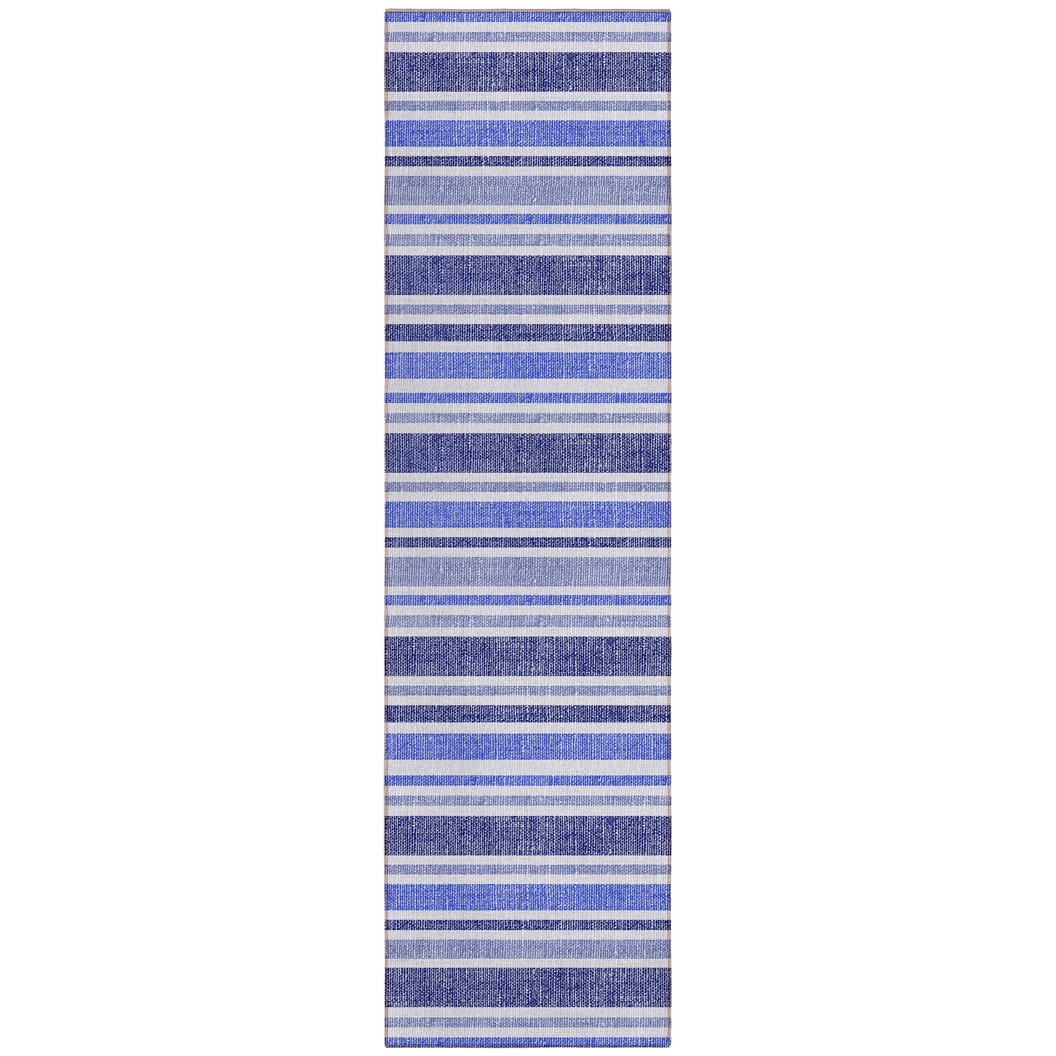 Addison Rugs Chantille Indoor/Outdoor Transitional Stripes Blue Washable Runner Rug, 2'3" x 7'6"