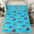 thumbnail image 2 of Manfei Cartoon Truck Boy Full Size Sheets 4-Piece, Construction Site Bed Sheets, Tractor Excavator Bulldozer Sheet Sets, Breathable Kids Bedroom Decor, 2 of 7
