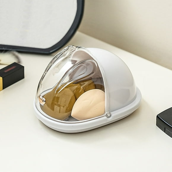 Dusts Proof Flip Cover Powder Puff Storage Box Portable Cover Makeup Tool Box Thick Material Desktop Dressing Table Storage