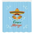 thumbnail image 2 of Ambesonne Cinco de Mayo Shower Curtain, Maracas and Sombrero, 69"Wx75"L, Baby Blue Multicolor, 2 of 4
