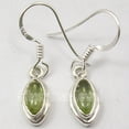 thumbnail image 2 of SilverStarJewel 925 Solid Silver Cabochon Marquise Peridot Handmade Modernistic Earrings 1.1", 2 of 3
