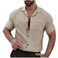 thumbnail image 2 of Jjayotai George Shirts for Men Button Down, Men Solid Color Casual Loose Short Sleeve Turndown Collar Shirts with Pocket, Classic Tees for Men, 2 of 7