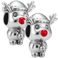 thumbnail image 1 of Dije reno nariz roja XmasDeer02 2Pzas Plata S925 Chapa Separador Fijo Venado Navideño Plata/Multicolor Caja Negra 3x3cm., 1 of 3