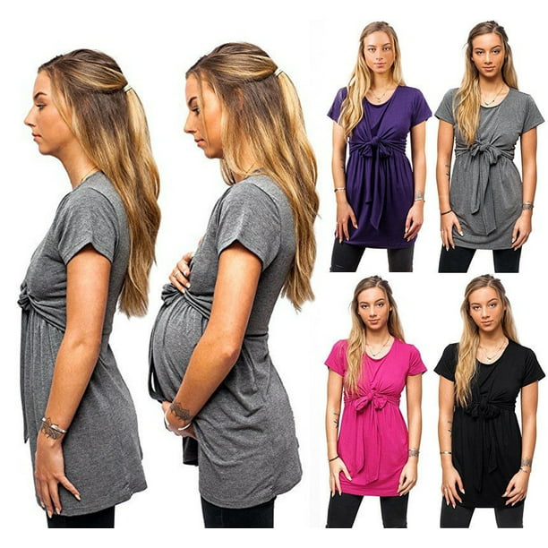 Alperne tre Overveje Nituyy - Fashion Maternity T Shirts Nursing Tops Pure Color Short Sleeves  Simple Tops Plus Size Breastfeeding - Walmart.com - Walmart.com