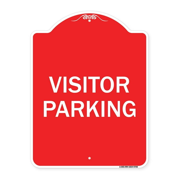 SignMission Designer Series Sign - Visitor Parking | Red & White 18" x 24" Heavy-Gauge Aluminum Architectural Sign | Protect Your Business & Municipality | Made in the USA