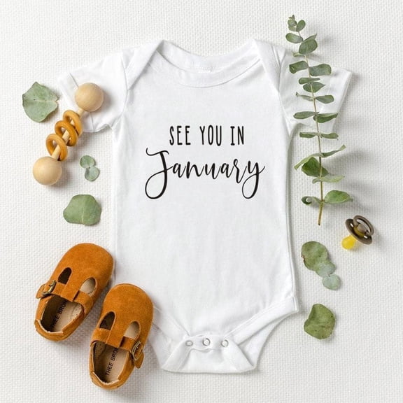 Pregnancy Announcement Onesie, "January Baby" 100% Cotton Bodysuit, Newborn Coming Home Outfit & Baby Shower Gift