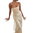 thumbnail image 6 of KelaJuan Women Skirt Set, Strapless Backless Tie-up Pleated Tube Top with Low Waist Long Skirt Summer Outfit, 6 of 9