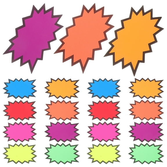LIFKOME 80 Pcs Burst Star Cutout Signs Paper Burst Sale Tags Fluorescent Neon Signs Burst Paper Signs Blank Sale Prices Paper Display Signs For Retail Store