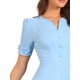 thumbnail image 5 of Vestido de Negocios INSPIRE CHIC para Mujer, con escote corazón, plisado, de manga corta, estilo A-Line, vestido ajustado M azul claro, 5 of 6