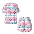 thumbnail image 5 of Lsque Pink Striped Flamingo Women's Short-Sleeved Pajama Set - 2 Piece Soft and Lightweight Sleepwear Set-Large, 5 of 9