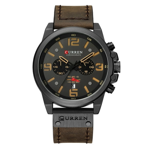 Mens Watches Curren Mens Watches Sport Waterproof Calendar Leather Chronograph Quartz Watch