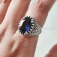 thumbnail image 4 of Blue Sapphire Mens Ring, Natural Blue Sapphire, September Birthstone Sapphire, Silver Jewelry, 925 Silver Ring, Birthday Gift, Heavy Mens Ring, Arabic Oxidized Mans Ring, Christmas, Mens Signet Ring, 4 of 8